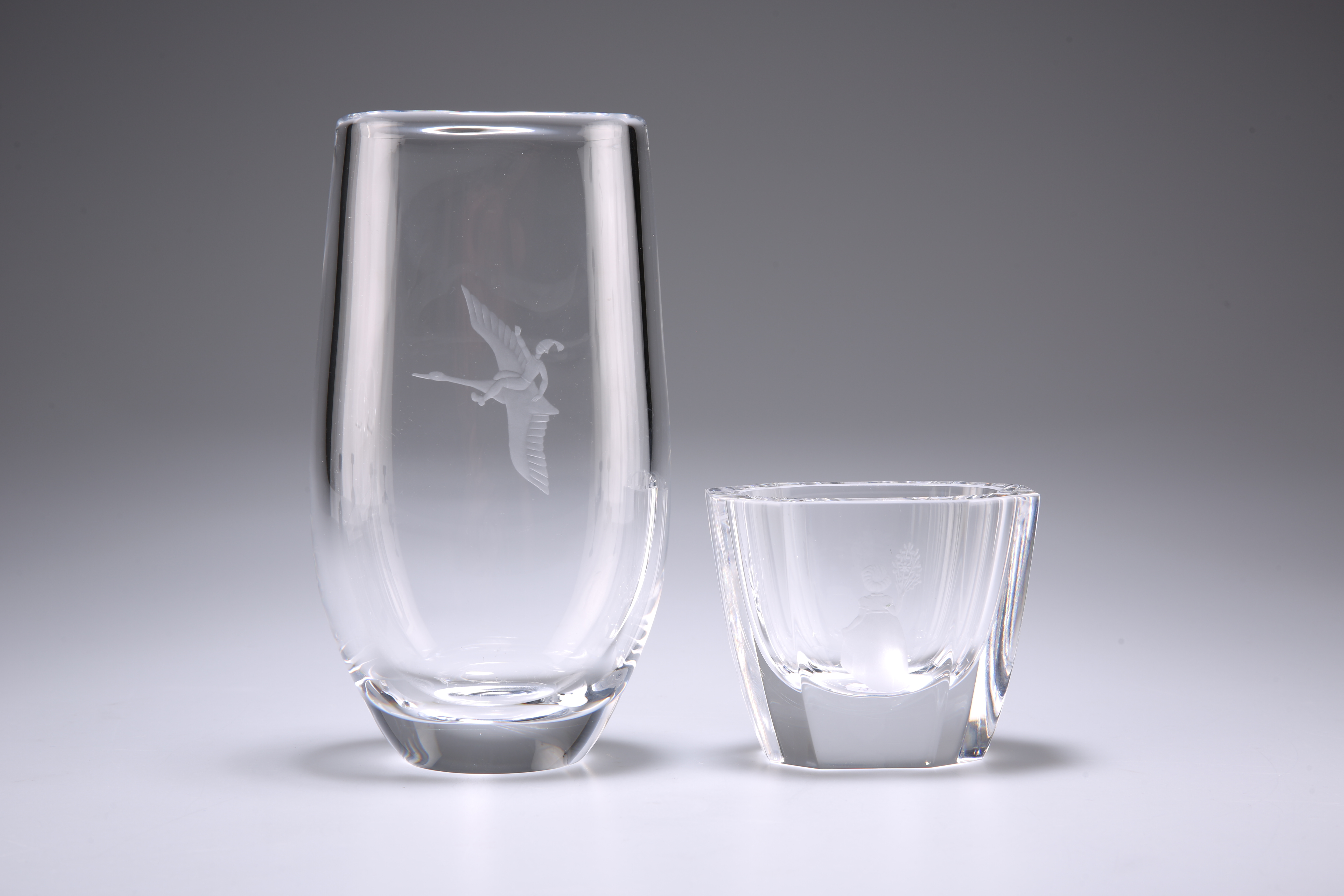 TWO ORREFORS GLASS VASES