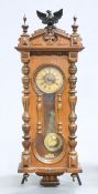 A LARGE 19TH CENTURY WALNUT VIENNA PATTERN WALL CLOCK