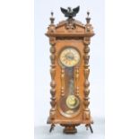 A LARGE 19TH CENTURY WALNUT VIENNA PATTERN WALL CLOCK