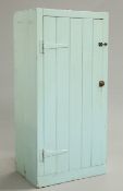 A VICTORIAN PAINTED PINE FOOD CUPBOARD, with bordered door. 163cm high 79cm wide 53cm deep
