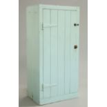 A VICTORIAN PAINTED PINE FOOD CUPBOARD, with bordered door. 163cm high 79cm wide 53cm deep