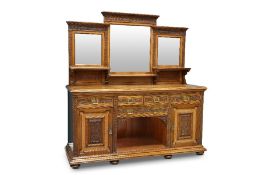 A VICTORIAN OAK MIRROR-BACK SIDEBOARD