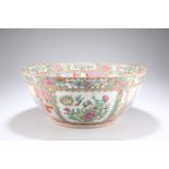 A LARGE CANTONESE FAMILLE ROSE BOWL, 19TH CENTURY