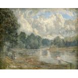 C.G. JEFFERSON (EXH. 1880-1902), RIVER LANDSCAPE WITH FIGURES