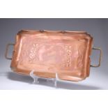 AN ART NOUVEAU COPPER TWO-HANDLED TRAY