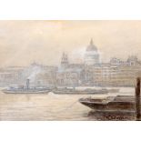 WALTER DUNCAN (1848-1932), BARGES ON THE RIVER THAMES