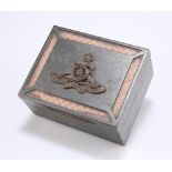 A SILVER-PLATED ROYAL ARTILLERY CIGARETTE BOX