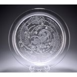 A LARGE LALIQUE CLEAR AND FROSTED GLASS CHARGER