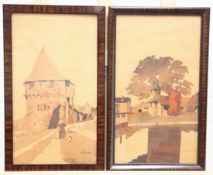 A PAIR OF CHARLES SPINDLER (1865-1938) MARQUETRY PICTURES