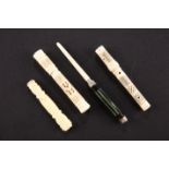 TWO CHINESE EXPORT BONE NEEDLE CASES