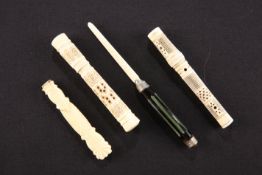 TWO CHINESE EXPORT BONE NEEDLE CASES