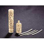 A CHINESE EXPORT BONE NEEDLE CASE