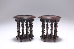 A PAIR OF CHINESE HARDWOOD PEDESTALS