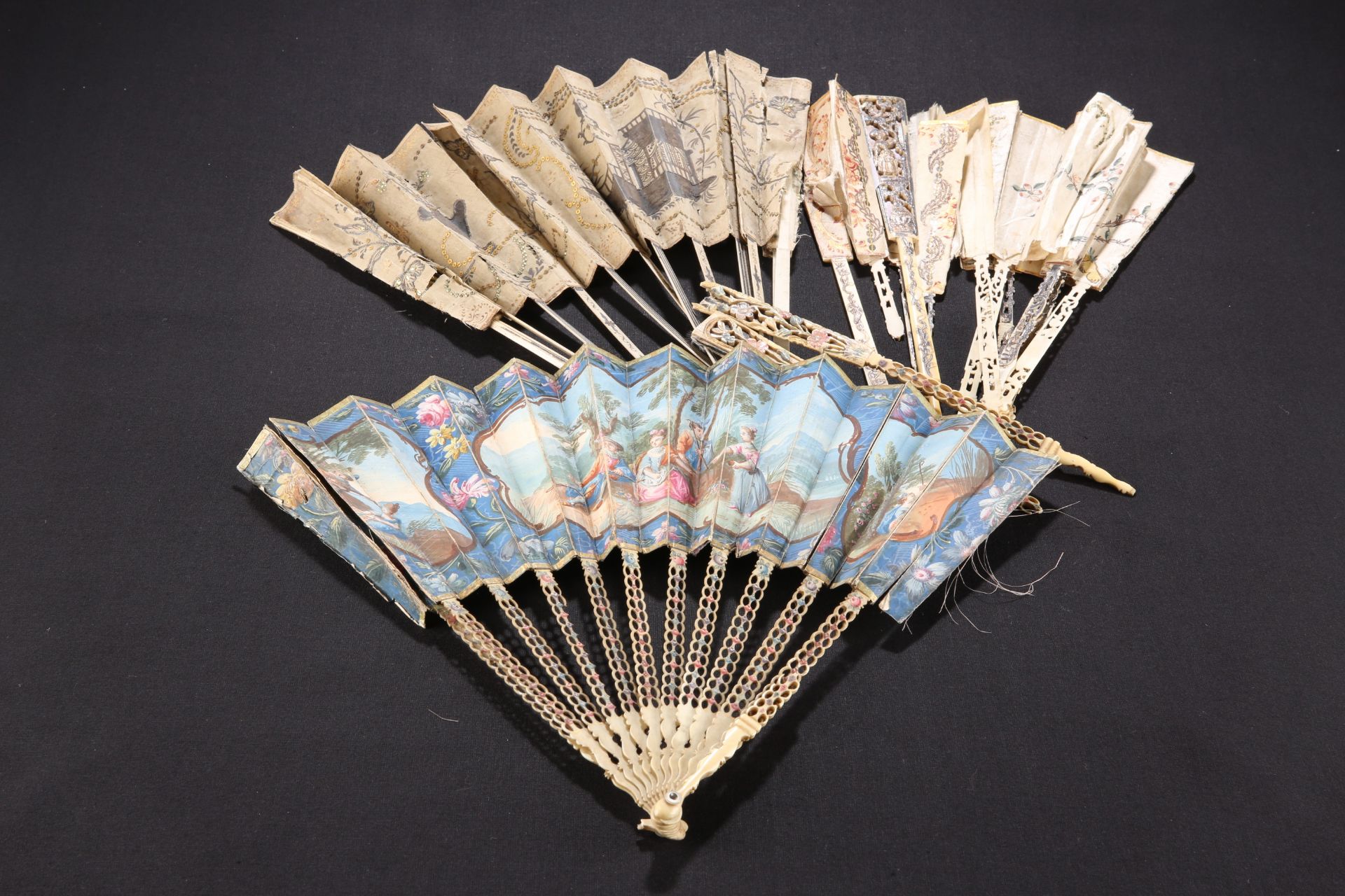 THREE CANTONESE IVORY FANS