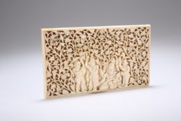 AN INDIAN CARVED IVORY PLAQUE