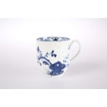 A WORCESTER BLUE AND WHITE COFFEE CUP, CIRCA 1760