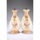 A PAIR OF CROWN DUCAL WARE "LOUIS" PATTERN VASES