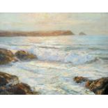 JULIUS OLSSON (1864-1942), GOLDEN HUE ON EVENING SURF