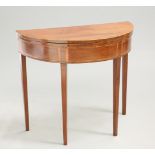 A GEORGE III MAHOGANY DEMILUNE FOLDOVER CARD TABLE