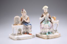 A NEAR PAIR OF DRESDEN PORCELAIN FIGURES