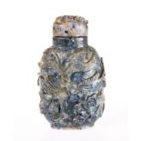 A CHINESE LAPIS SNUFF BOTTLE AND STOPPER,