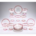 A SET OF BAVARIAN ETCHED AND RUBY GLASS SUNDAE DISHES AND SAUCERS