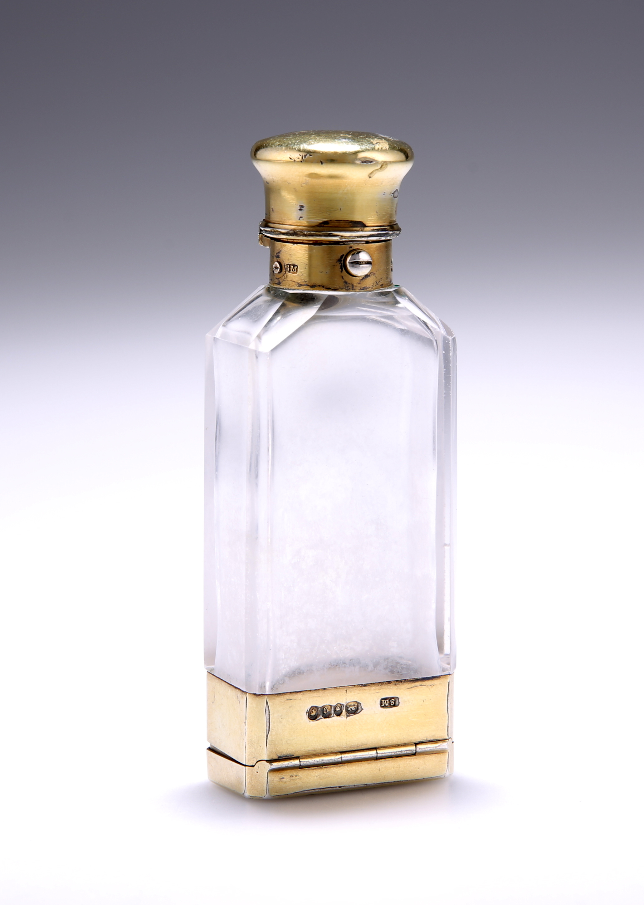 A VICTORIAN SILVER-GILT AND GLASS SCENT BOTTLE AND VINAIGRETTE - Image 2 of 3