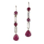 A PAIR OF RUBY AND DIAMOND EARRINGS