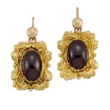 A PAIR OF 19TH CENTURY GARNET EARRINGS