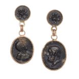 A PAIR OF BRONZE COIN EARRINGS
