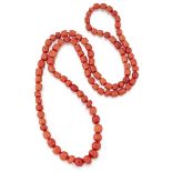 A CORAL BEAD NECKLACE