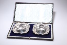 A PAIR OF VICTORIAN SILVER PIERCED DISHES