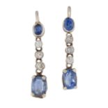 A PAIR OF SAPPHIRE AND DIAMOND EARRINGS