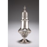 A LARGE EDWARDIAN SILVER SUGAR CASTER