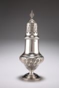 A LARGE EDWARDIAN SILVER SUGAR CASTER