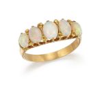 A FIVE STONE OPAL RING