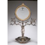 A LATE 19TH CENTURY FRENCH SILVER-PLATED DRESSING MIRROR