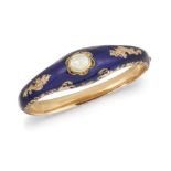 A 19TH CENTURY PEARL AND ENAMEL BANGLE