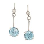 A PAIR OF BLUE ZIRCON EARRINGS