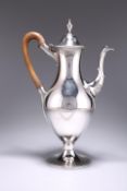 A GEORGE III BRIGHT-CUT DECORATED SILVER COFFEE POT