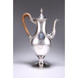 A GEORGE III BRIGHT-CUT DECORATED SILVER COFFEE POT