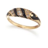 AN ENAMEL AND DIAMOND RING