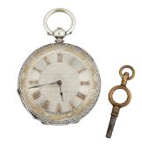 A WHITE METAL POCKET WATCH