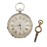 A WHITE METAL POCKET WATCH