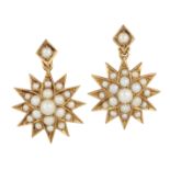 A PAIR OF LATE 19TH CENTURY SPLIT PEARL STAR EARRINGS