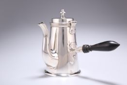 A GEORGE V SILVER CHOCOLATE POT IN ARTS AND CRAFTS STYLE