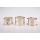 THREE SILVER NAPKIN RINGS