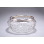 A GEORGE V SILVER-RIMMED CUT-GLASS BOWL