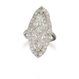 A BELLE EPOQUE STYLE PLATINUM AND DIAMOND RING