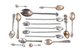 A COLLECTION OF SILVER AND WHITE METAL SPOONS